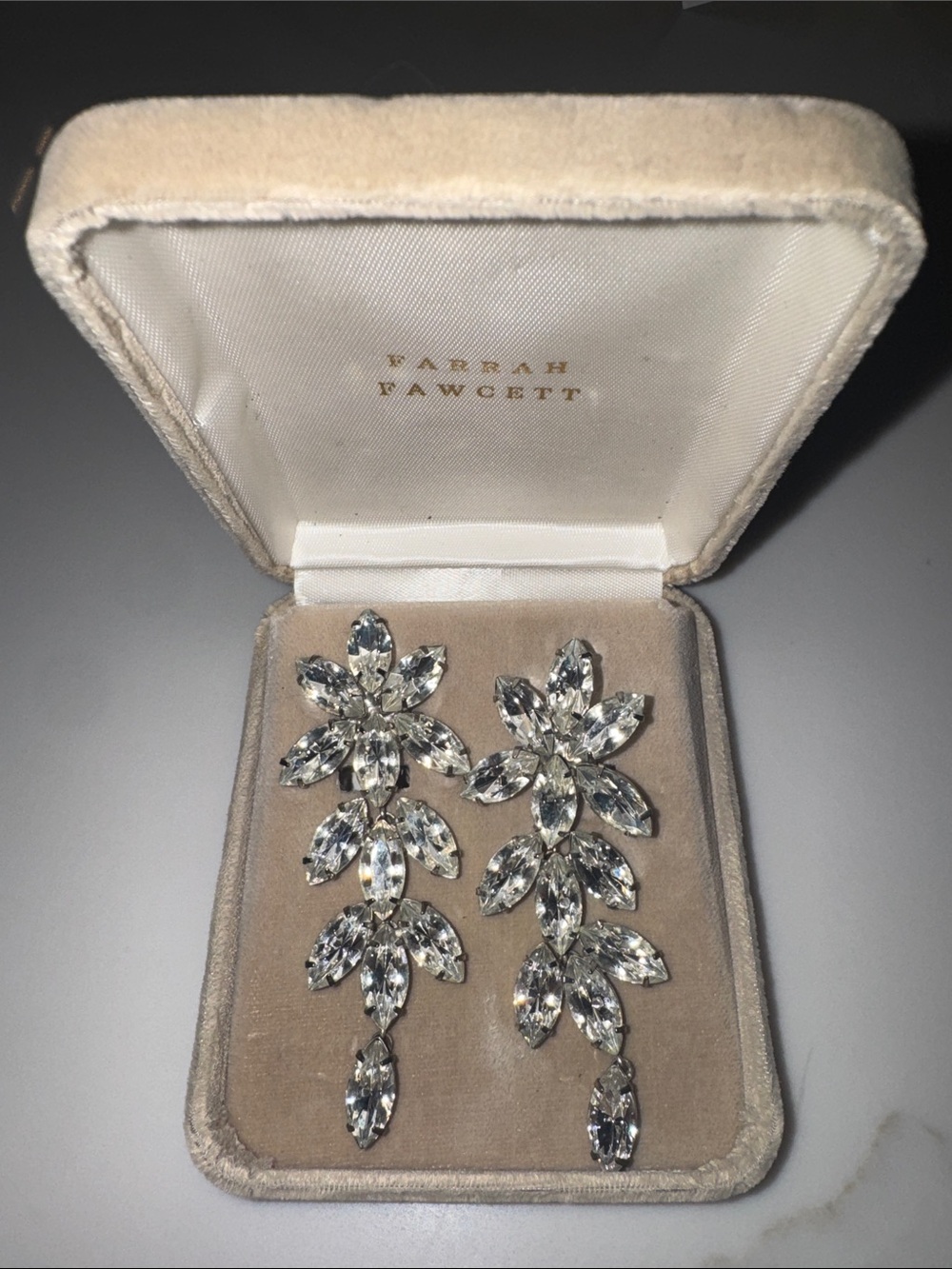 Farrah Fawcett Vintage Crystal Drop Earrings